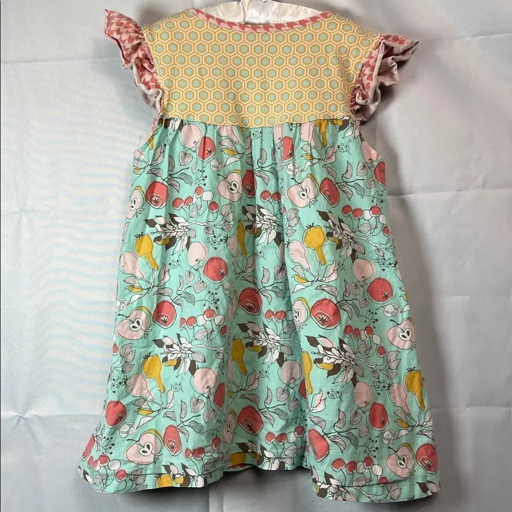 Serendipity mint green & pink multi pattern peasant dress Apple print XL (9-10)